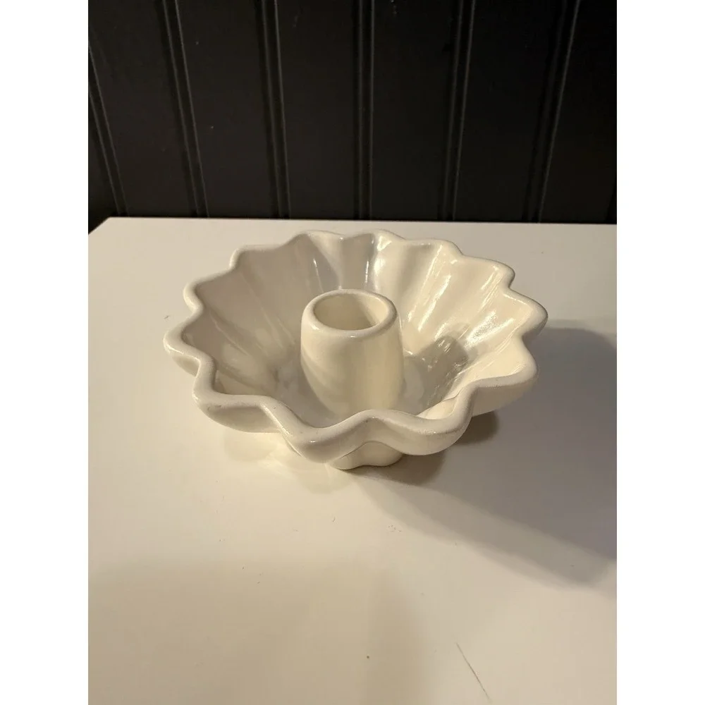 Vtg Red Wing Pottery Fluted Candle Holder Midwest USA pottery 1619